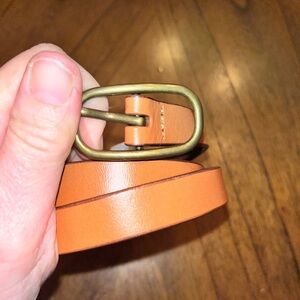 American Eagle Thin Brown Leather Belt with Brass Buckle NWT Size XL